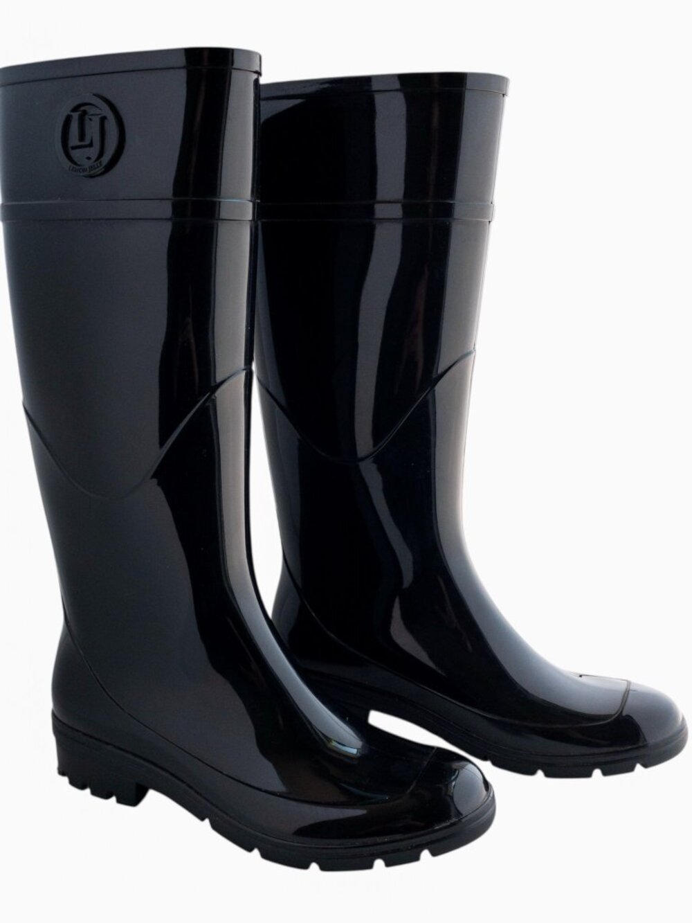 Lemon Jelly Tall Black Waterproof Rain Boots Glossy Knee High Women's 9 EU40